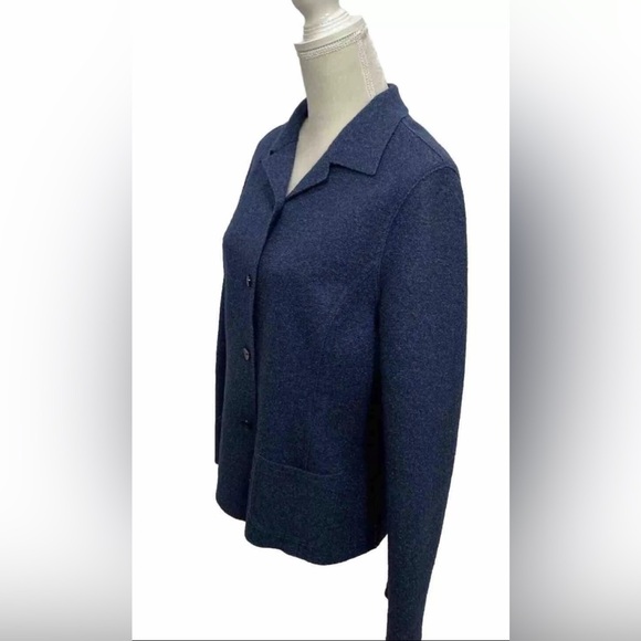 Valerie Stevens Blue Wool Blend Unlined Blazer Women’s 10 V Neck Button Woolmark - Picture 7 of 7